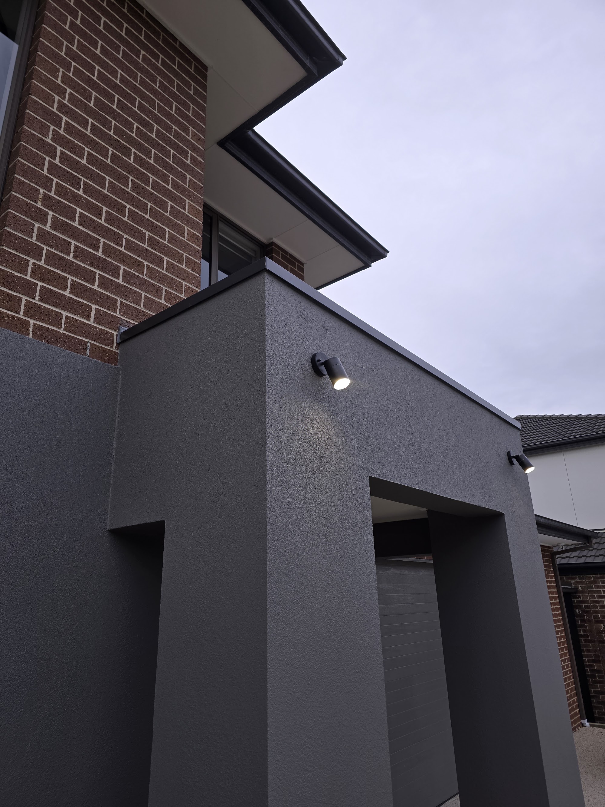 Charcoal rendered facade on a modern Melbourne home
